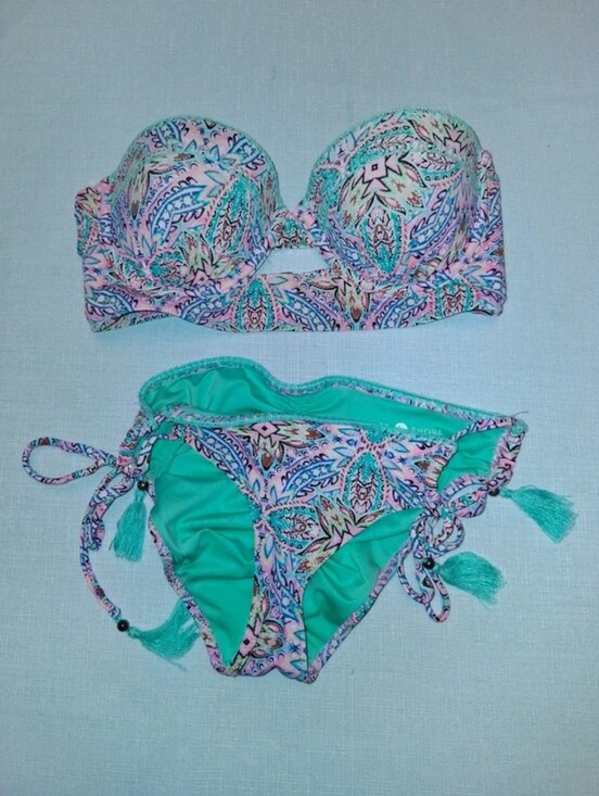 Shade & Shore Other - Shade & Shore Teal Bandeau Bikini Set with Front Knot